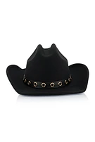 Womens Grommet Detail Cowboy Hat, Black