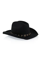 Womens Grommet Detail Cowboy Hat, Black