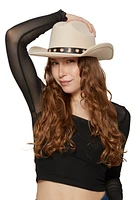 Womens Grommet Detail Cowboy Hat, Beige