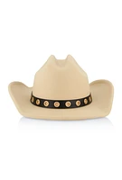 Womens Grommet Detail Cowboy Hat, Beige