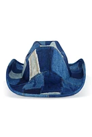 Womens Patchwork Denim Print Cowboy Hat, Blue