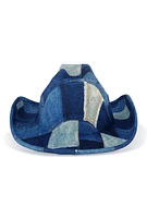 Womens Patchwork Denim Print Cowboy Hat, Blue