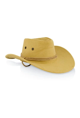 Womens Faux Suede Chin Strap Cowboy Hat, Beige