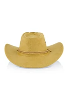 Womens Faux Suede Chin Strap Cowboy Hat, Beige