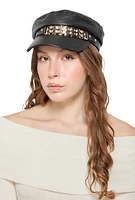 Womens Metallic Rhinestone Detail Cabbie Hat,