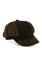 Womens Rhinestone Studded Cabbie Hat, Black