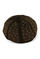 Womens Rhinestone Studded Cabbie Hat, Black