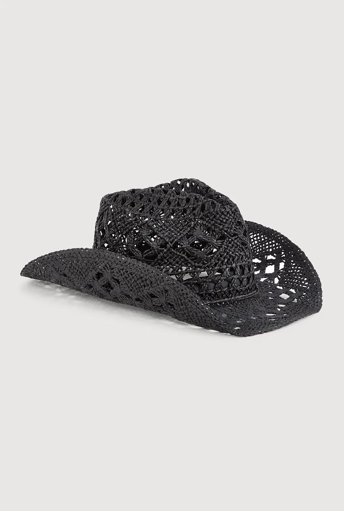 Womens Straw Cowboy Hat, Black