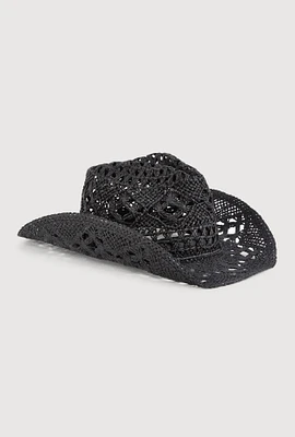 Womens Straw Cowboy Hat, Black