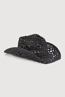 Womens Straw Cowboy Hat, Black