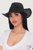 Womens Straw Cowboy Hat, Black