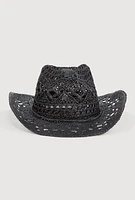Womens Straw Cowboy Hat, Black