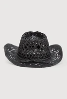 Womens Straw Cowboy Hat, Black