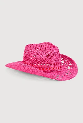 Womens Straw Cowboy Hat, Pink