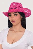 Womens Straw Cowboy Hat, Pink