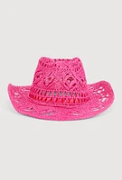 Womens Straw Cowboy Hat, Pink