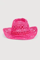 Womens Straw Cowboy Hat, Pink