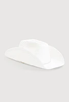 Womens Rhinestone Toggle Drawstring Cowboy Hat, White