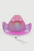 Womens Rhinestone Chin Strap Cowboy Hat, Pink