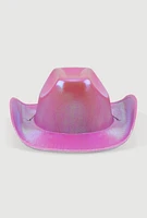 Womens Rhinestone Chin Strap Cowboy Hat, Pink