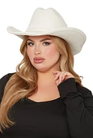 Womens Rhinestone Buckle Faux Suede Cowboy Hat, White