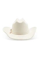 Womens Rhinestone Buckle Faux Suede Cowboy Hat, White