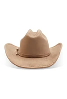 Womens Rhinestone Buckle Faux Suede Cowboy Hat, Brown