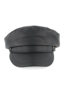 Womens Faux Leather Cabbie Hat, Black