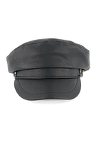 Womens Faux Leather Cabbie Hat, Black