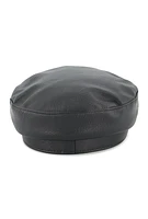 Womens Faux Leather Cabbie Hat, Black