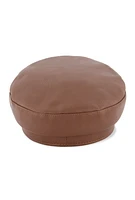 Womens Faux Leather Cabbie Hat, Brown