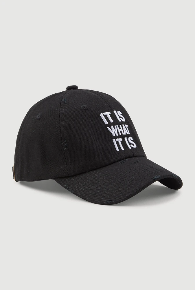 Womens It Is What It Is Baseball Cap, Black