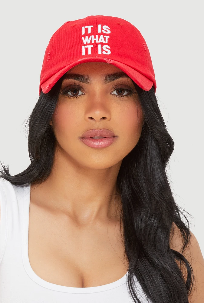 Womens It Is What It Is Baseball Cap, Red