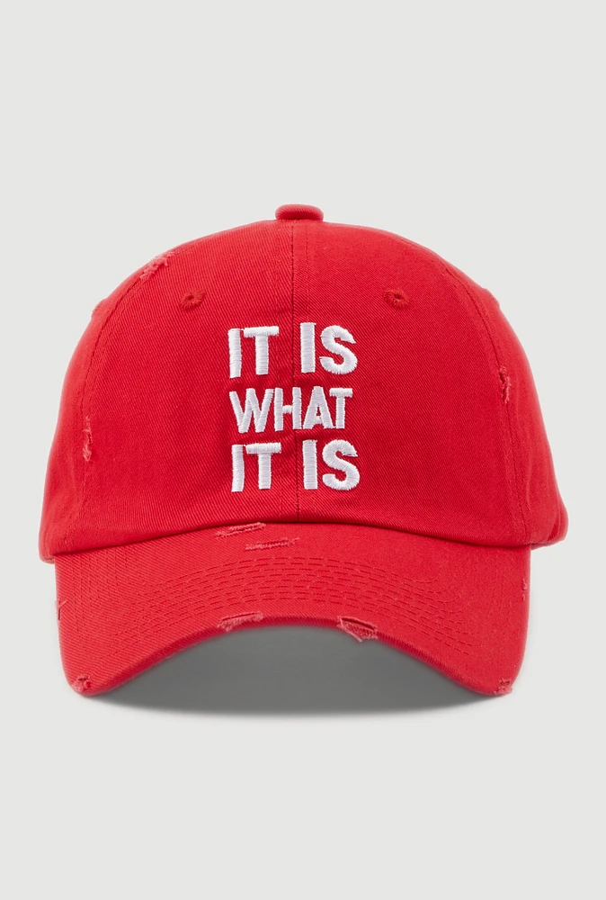 Womens It Is What It Is Baseball Cap, Red