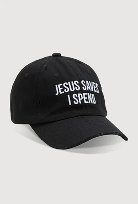 Womens Jesus Saves I Spend Baseball Cap, Black
