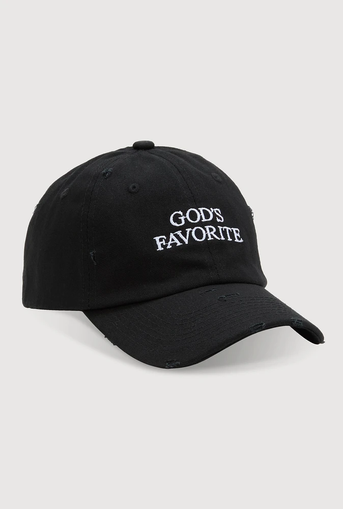 Womens Gods Favorite Baseball Cap, Black