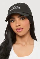 Womens Gods Favorite Baseball Cap, Black