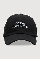 Womens Gods Favorite Baseball Cap, Black