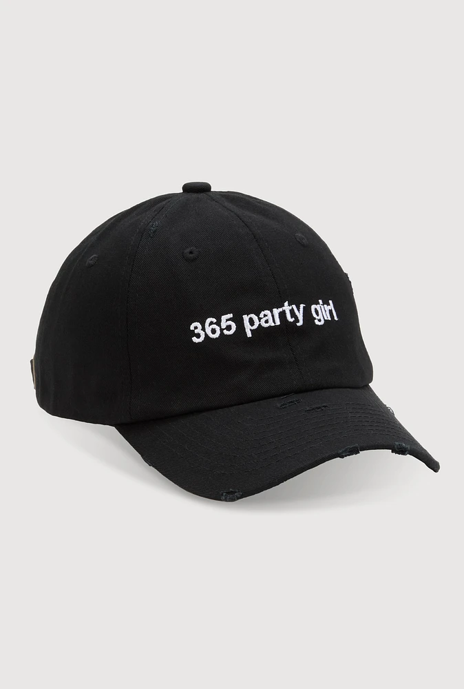 Womens 365 Party Girl Baseball Cap, Black