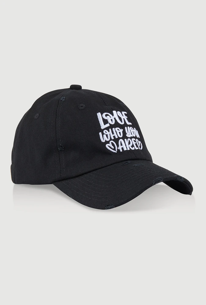 Womens Love Who You Are Baseball Cap, Black