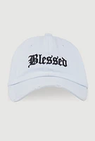 Womens Blessed Backless Baseball Cap, White