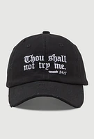 Womens Thou Shall Not Try Me Baseball Cap, Black