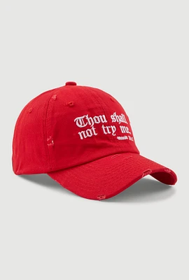 Womens Thou Shall Not Try Me Baseball Cap, Red