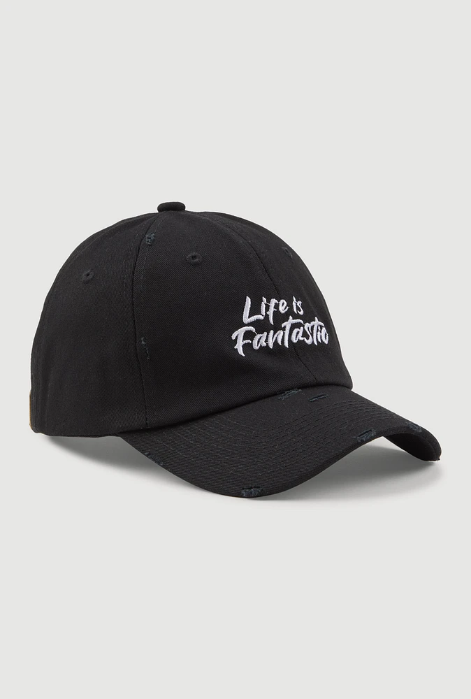 Womens Life Is Fantastic Baseball Cap, Black
