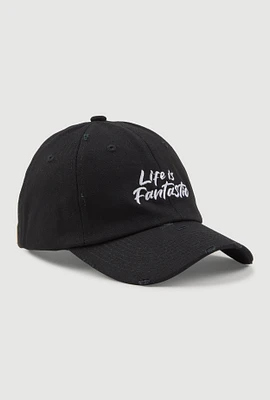Womens Life Is Fantastic Baseball Cap, Black