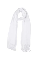 Womens Fringe Detail Pashmina Scarf, White