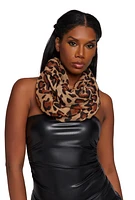 Womens Leopard Print Scarf, Brown