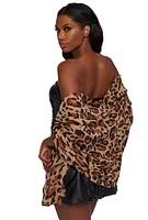 Womens Leopard Print Scarf, Brown