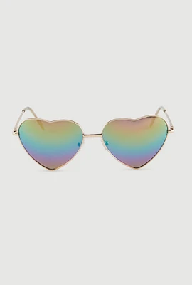 Womens Heart Lens Aviator Sunglasses, Multi