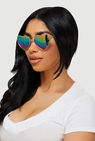 Womens Heart Lens Aviator Sunglasses, Multi